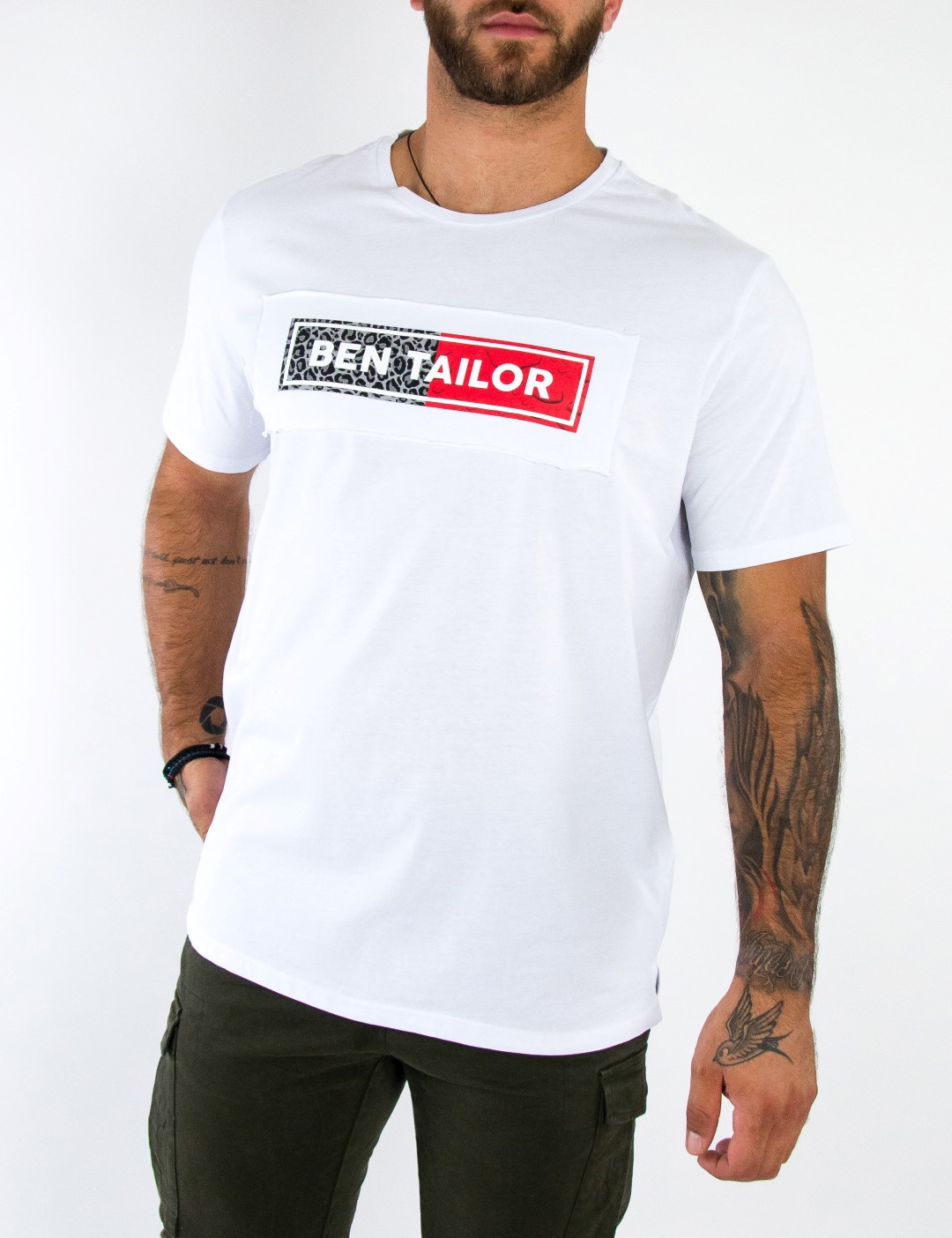ΑΝΔΡΑΣ > ΑΝΔΡΙΚΑ ΡΟΥΧΑ > ΜΠΛΟΥΖΕΣ > T-Shirt Ανδρικό λευκό Hustler Tshirt τύπωμα Ben Tailor 5101